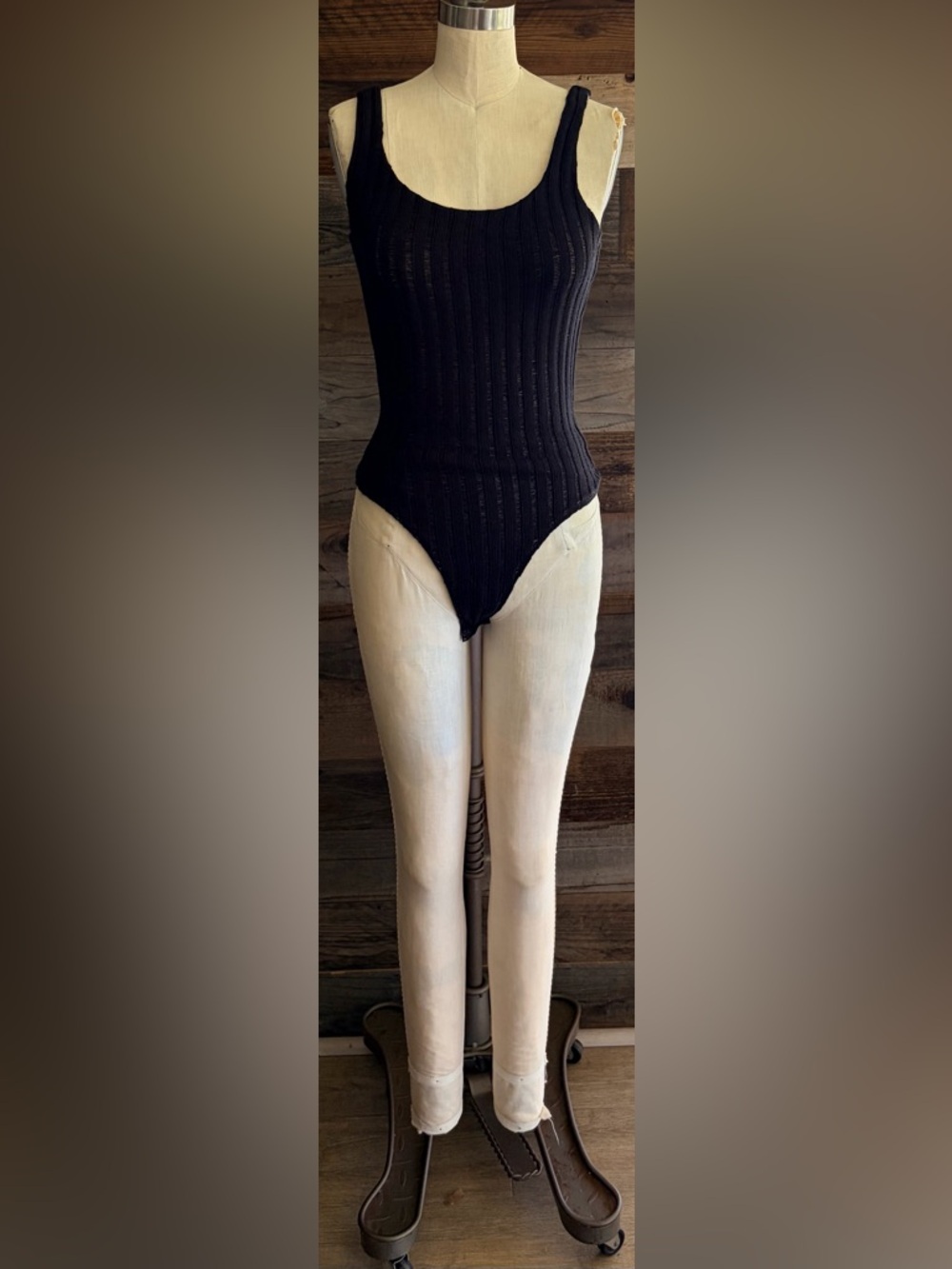 Ribbed Black Tank Bodysuit